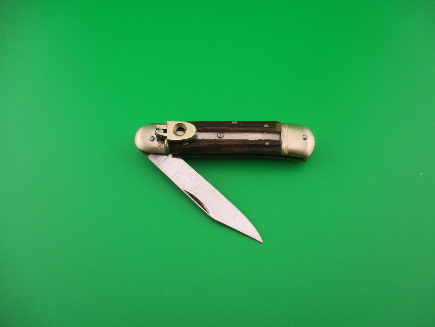 Hubertus 8cm West German Lever Liliput Stag automatic knife