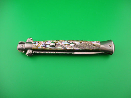 FRANK B 28cm Italian Swivel bolster Bayonet blade ABALONE automatic knife