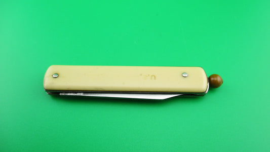 G SCHRADE (arched) Pullball Red scales Green ball vintage automatic knife