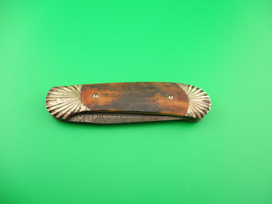 Ken Steigerwalt Beautiful Custom Scale Release Damascus Mammoth Ivory automatic knife