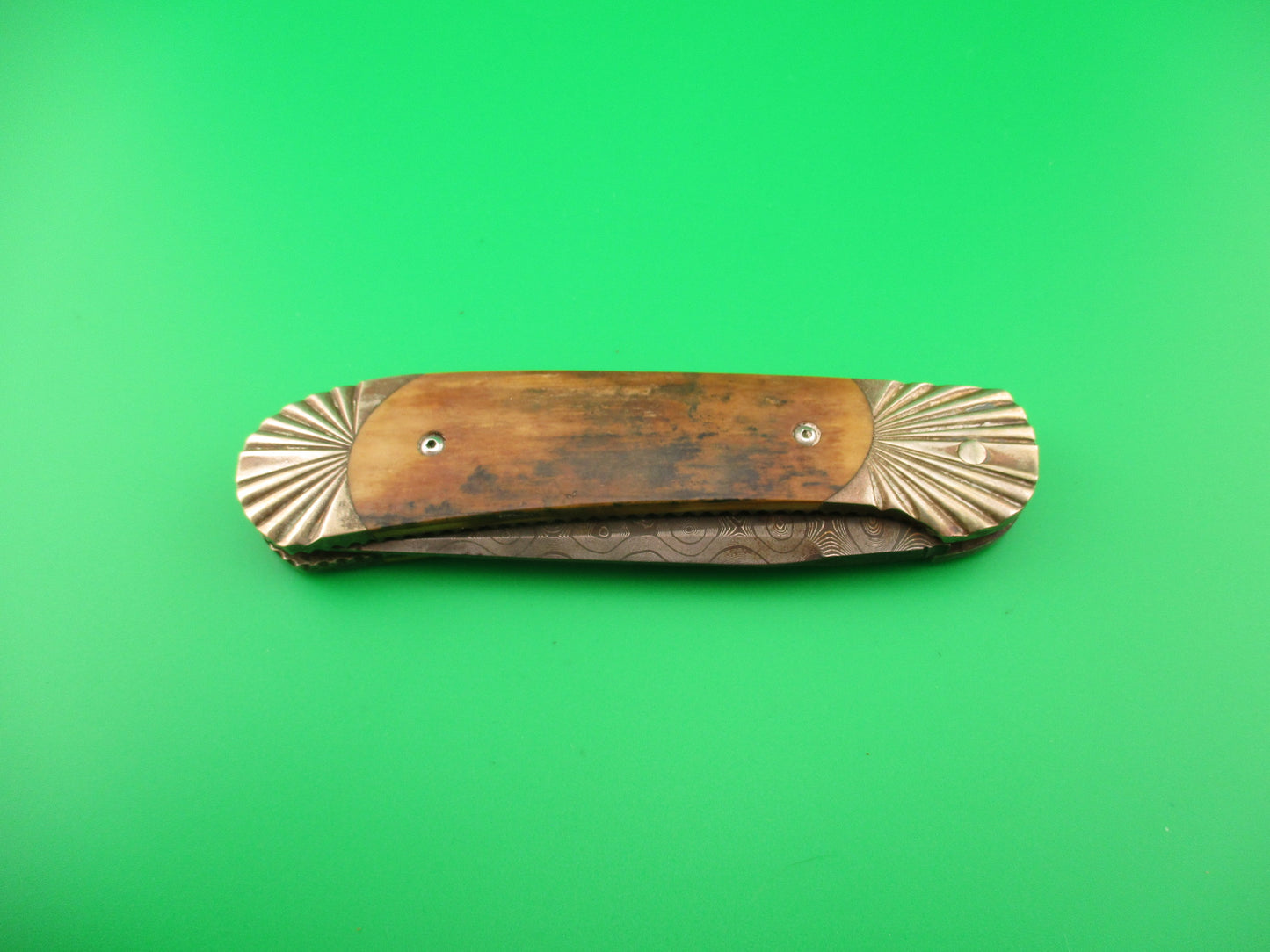 Ken Steigerwalt Beautiful Custom Scale Release Damascus Mammoth Ivory automatic knife