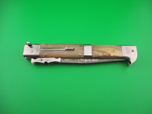 Custom 33cm Birds head Prioletta Swing Guard Damascus Clip automatic knife