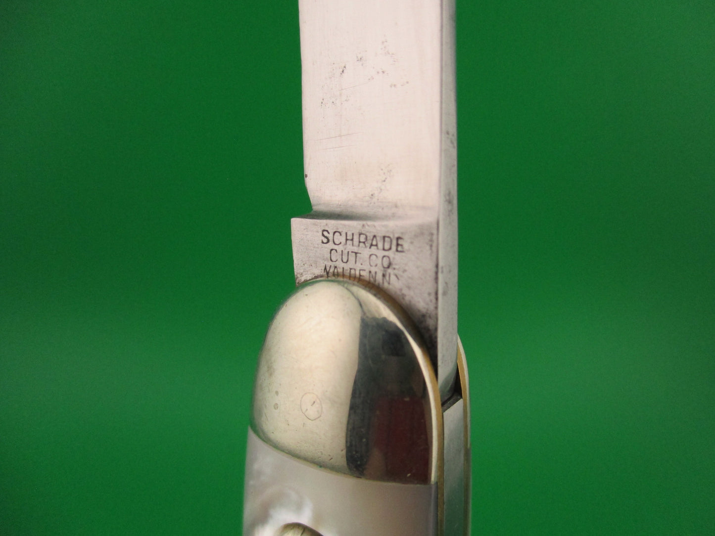 SCHRADE CUT CO Early 3 3/4" 7506B Large double MOP Full bolstered vintage switchblade