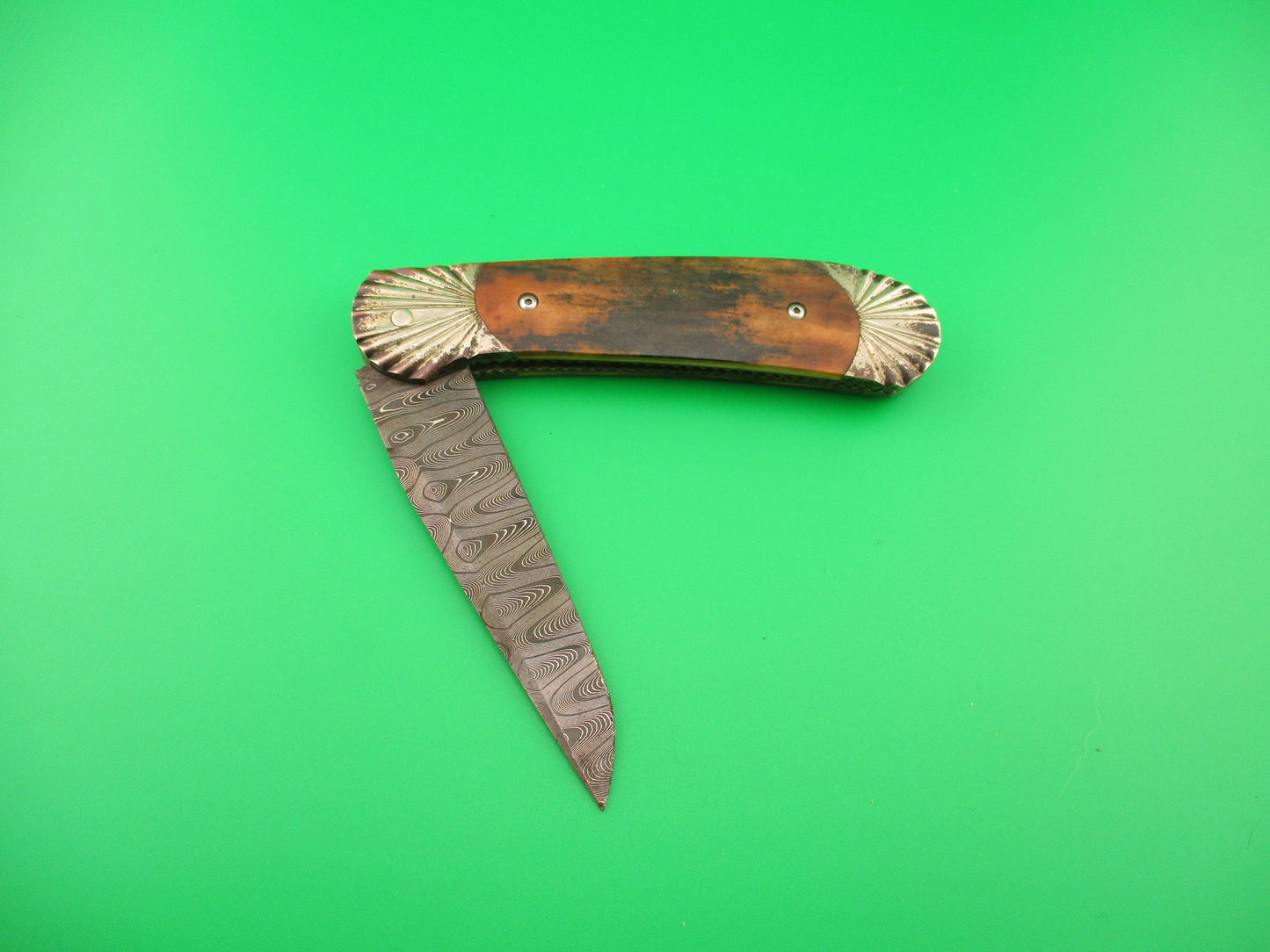 Ken Steigerwalt Beautiful Custom Scale Release Damascus Mammoth Ivory automatic knife