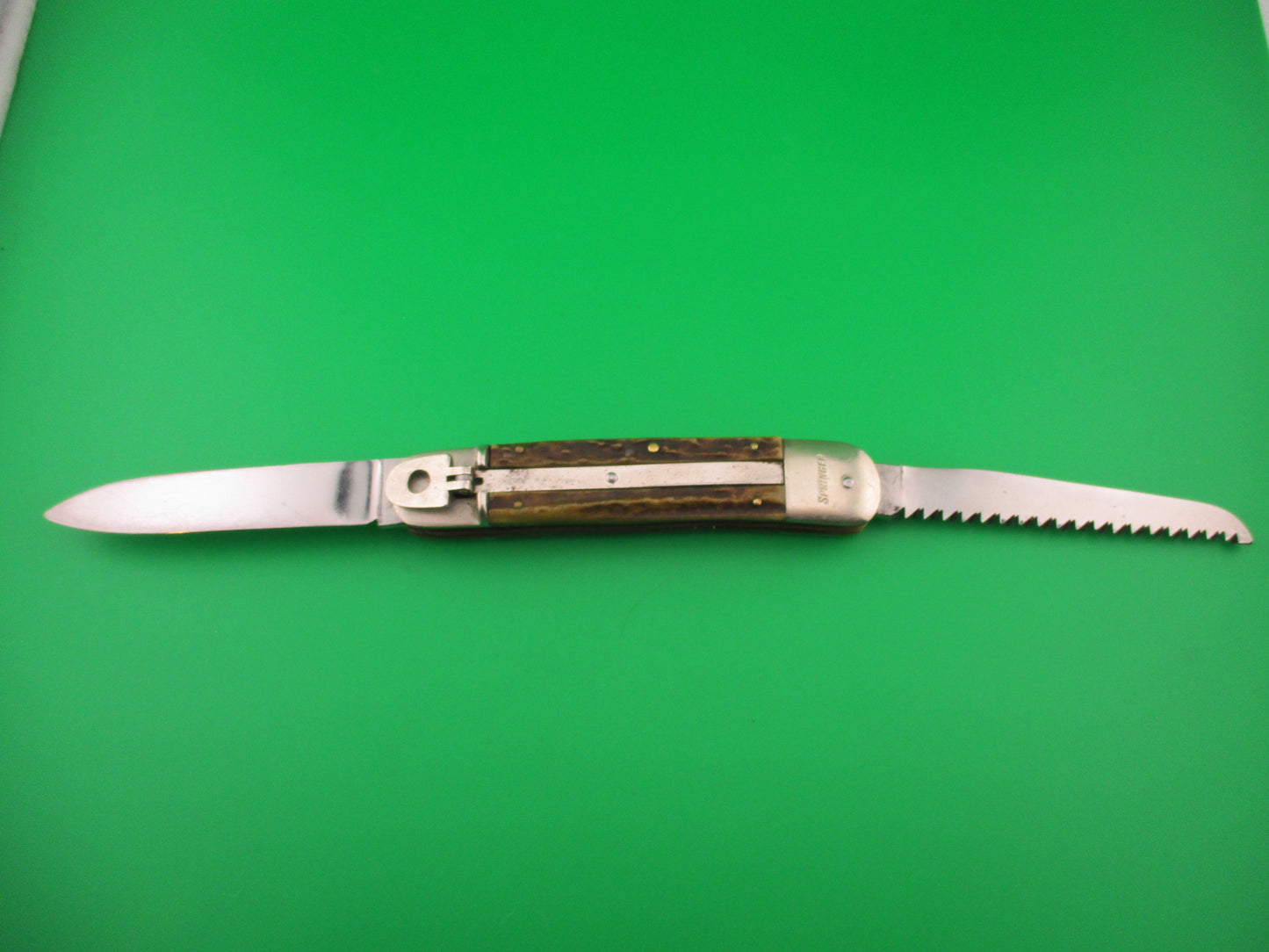 Bonsa SOLINGEN GERMANY 11cm German Stag Lever SPRINGER 2 Blade automatic knife