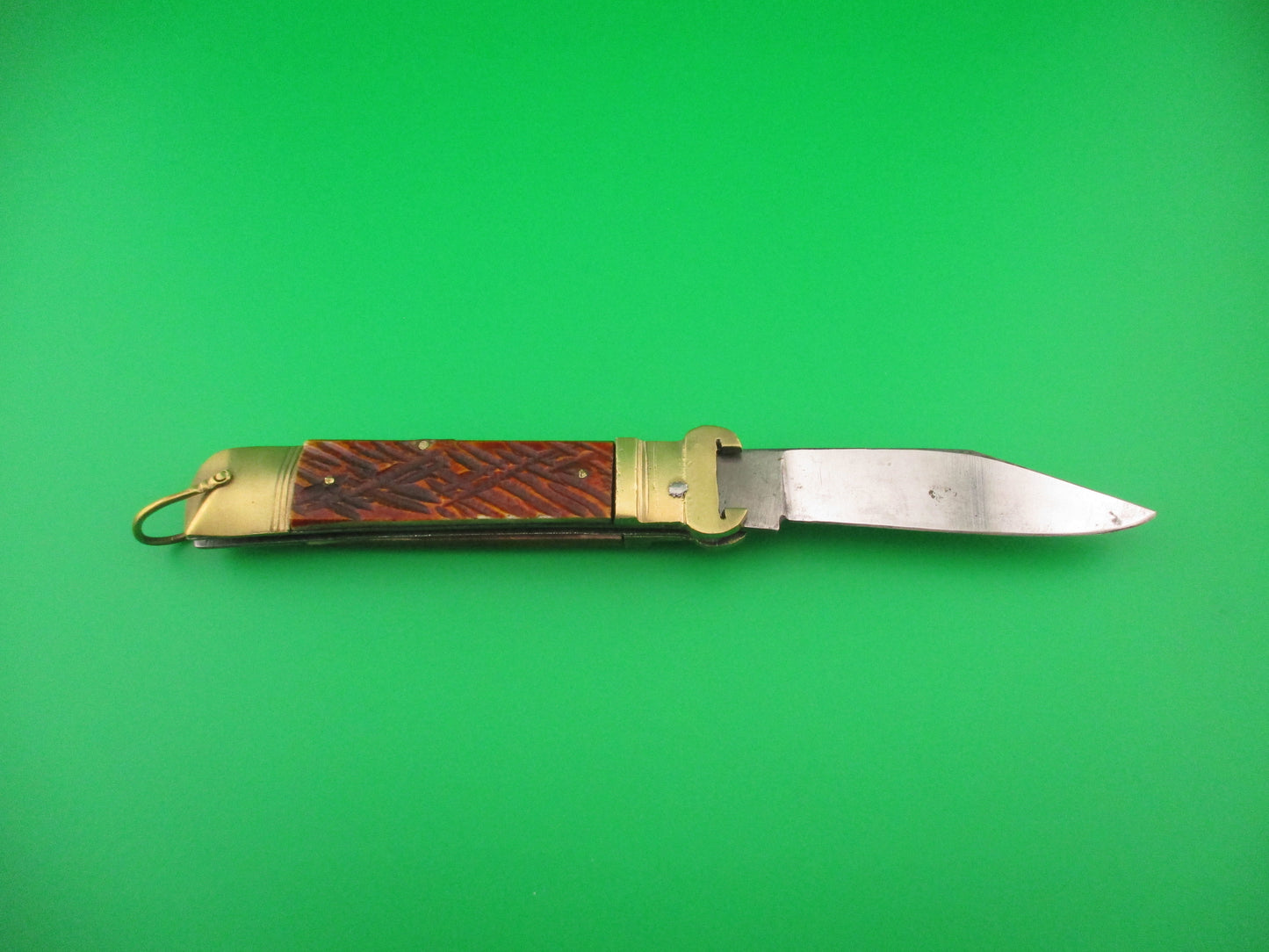 Springer 20cm Japanese Shell Puller Lever Bone & Brass vintage automatic knife