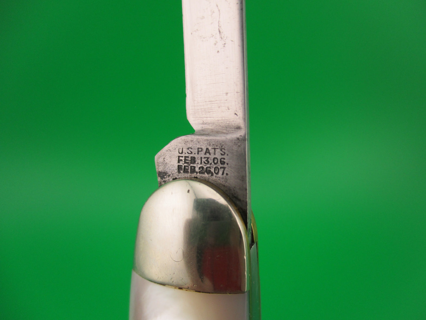 SCHRADE CUT CO Early 3 3/4" 7506B Large double MOP Full bolstered vintage switchblade