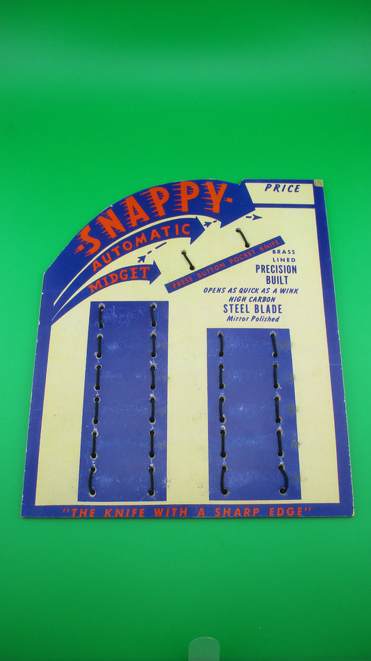 SNAPPY 1950s Sales Display Board Reproduction holds 12 switchblade keychain knives