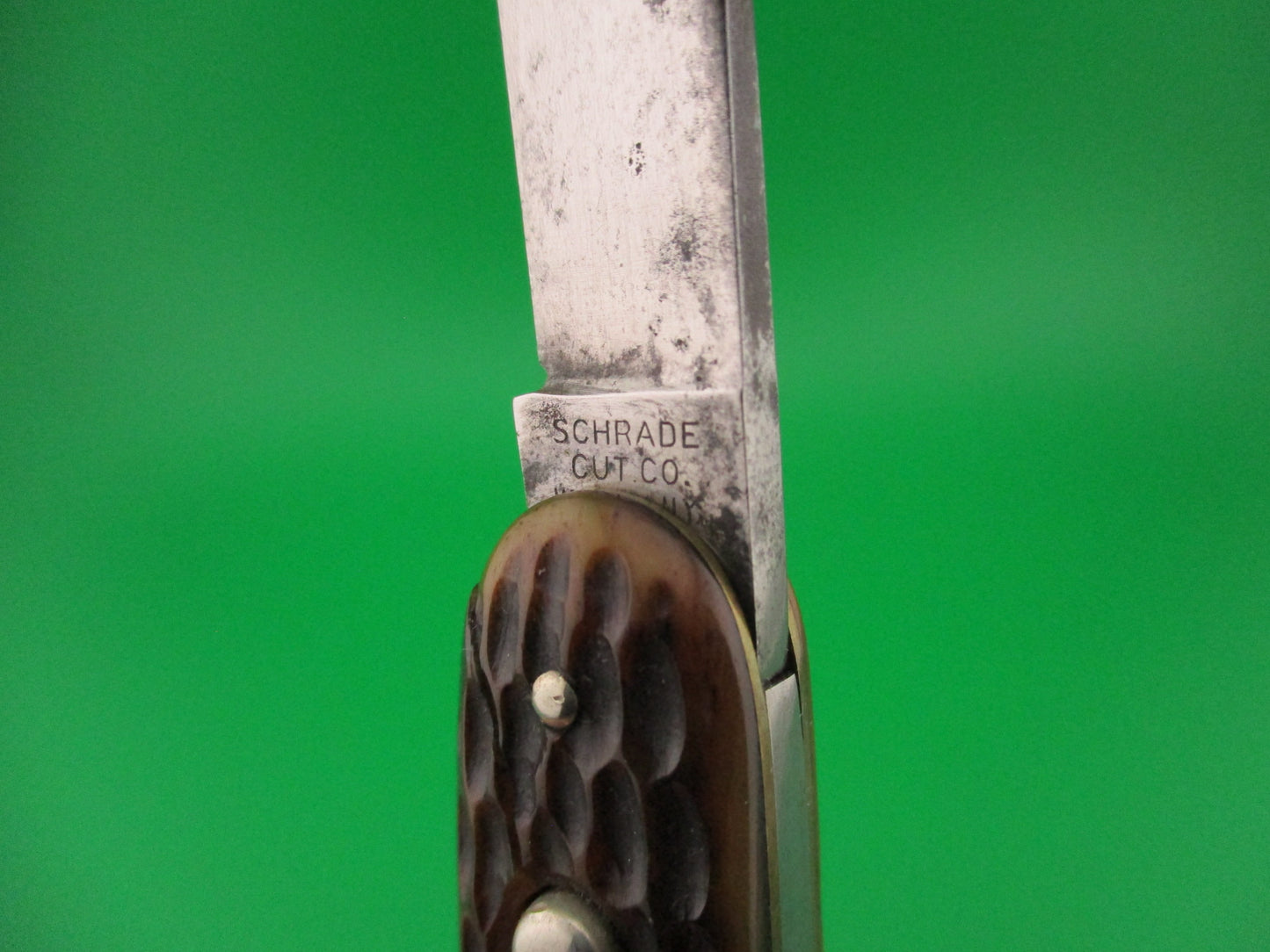 Schrade Cut Co Large Double Picked bone Clip/pen automatic knife