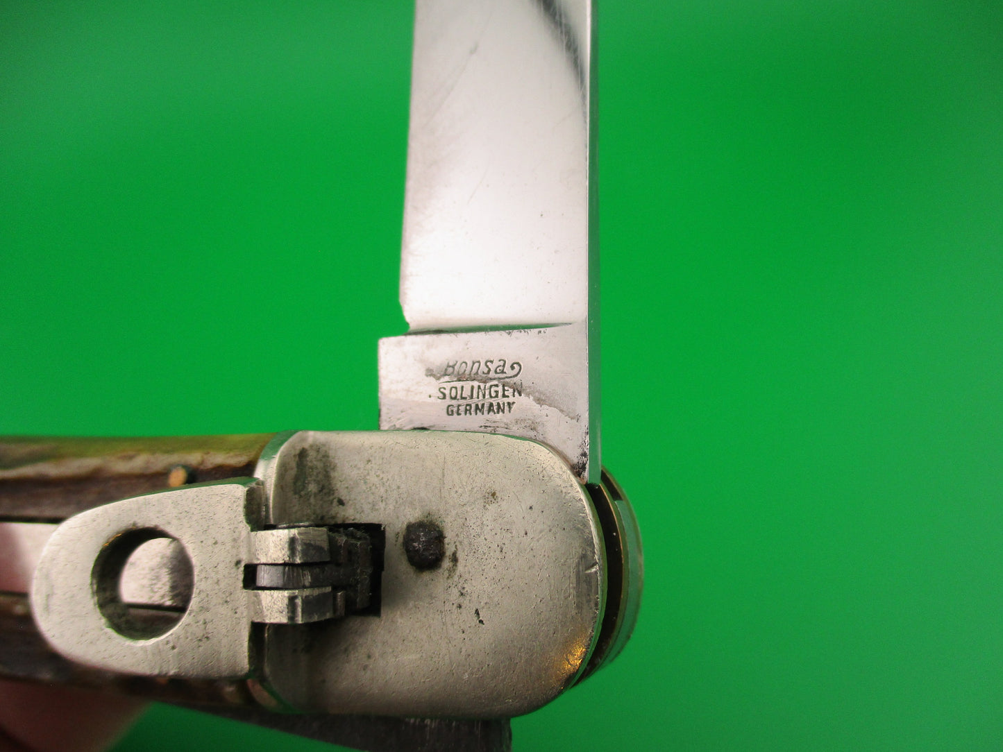 Bonsa SOLINGEN GERMANY 11cm German Stag Lever SPRINGER 2 Blade automatic knife