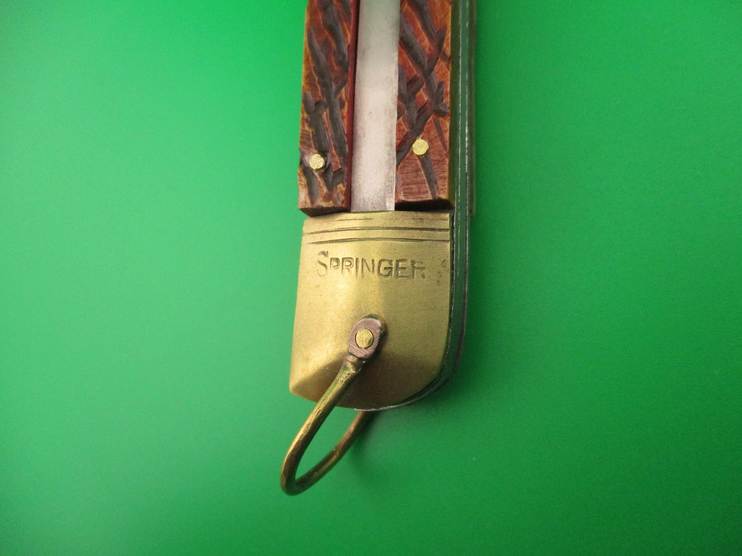Springer 20cm Japanese Shell Puller Lever Bone & Brass vintage automatic knife