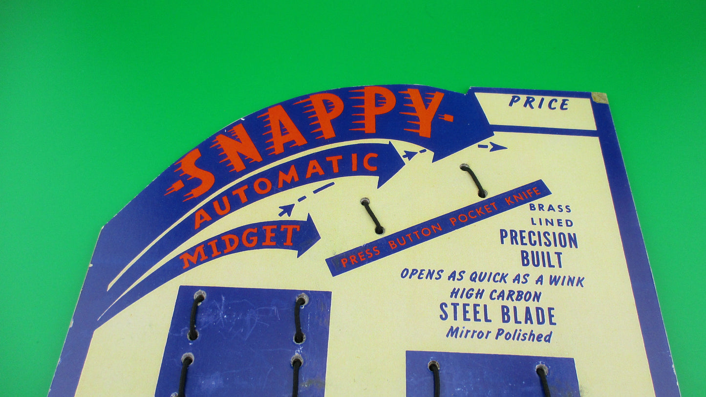 SNAPPY 1950s Sales Display Board Reproduction holds 12 switchblade keychain knives