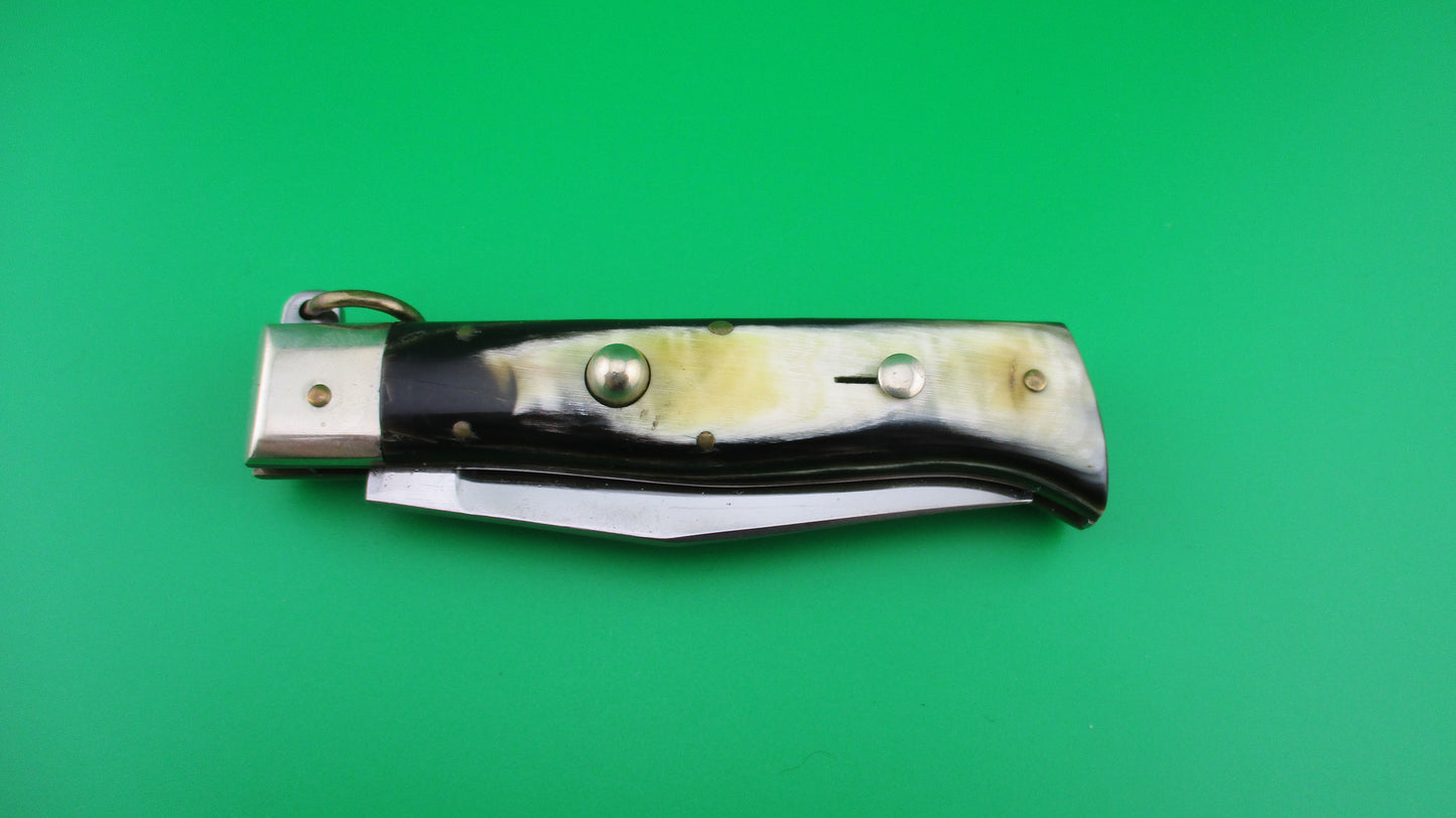 BILL DESHIVS 19cm Custom Italian Inspired Ring pull Camper automatic knife