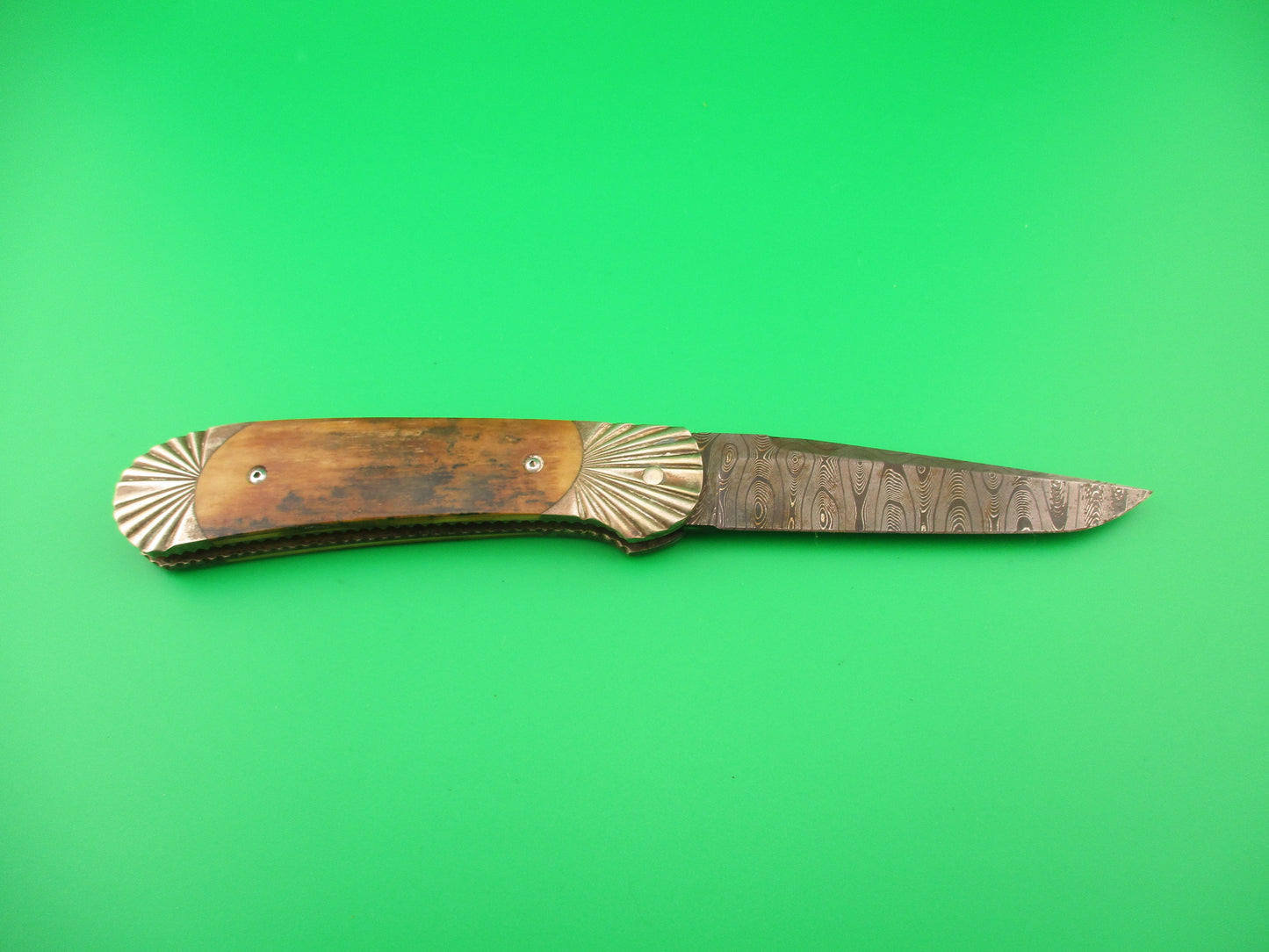 Ken Steigerwalt Beautiful Custom Scale Release Damascus Mammoth Ivory automatic knife