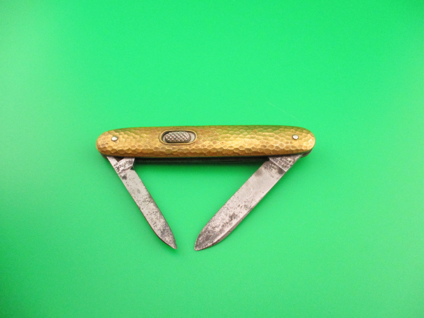 RARE Flylock Double Gold Hammered Antique automatic knife