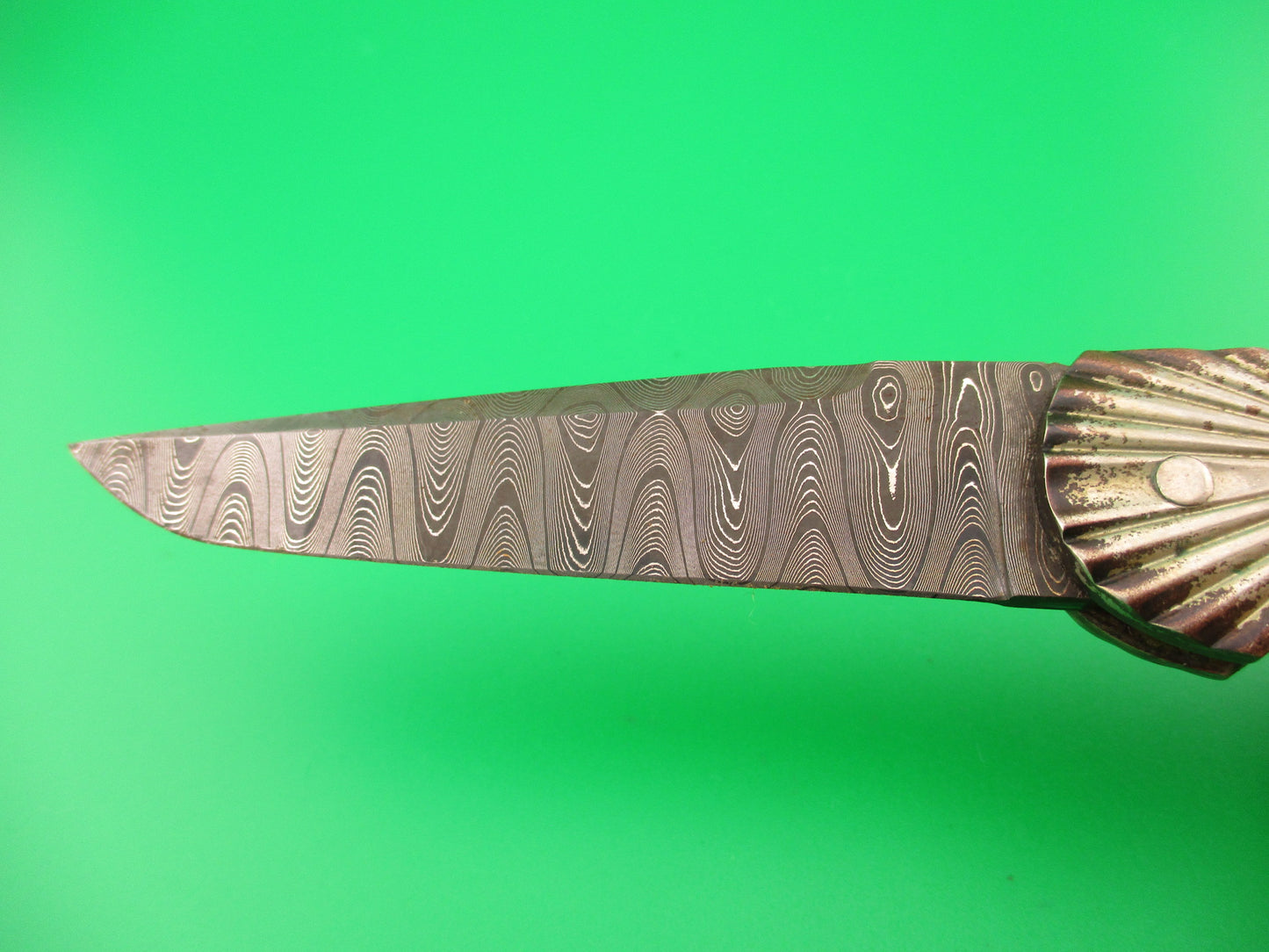 Ken Steigerwalt Beautiful Custom Scale Release Damascus Mammoth Ivory automatic knife