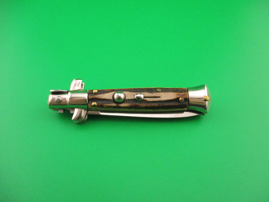 LaVespa INOX 16cm Italian Vintage 1980s Stag swivel bolster automatic knife