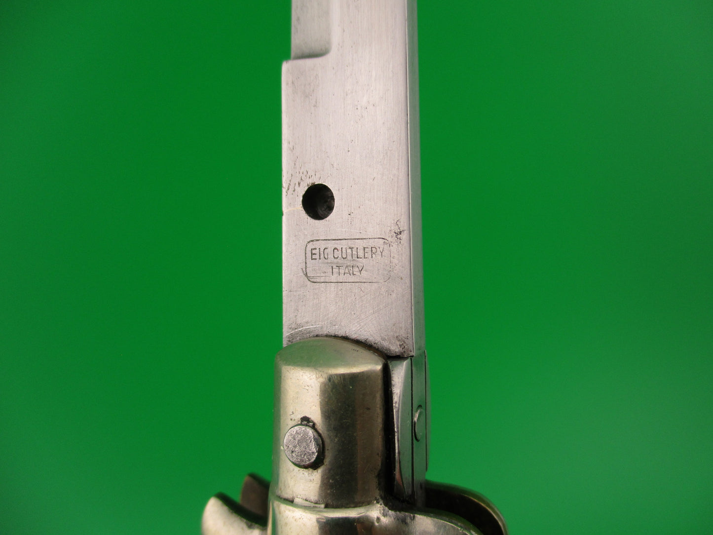 EIG CUTLERY ITALY Box stamp 21cm Italian 1950s Picklock Bayonet Vintage automatic knife