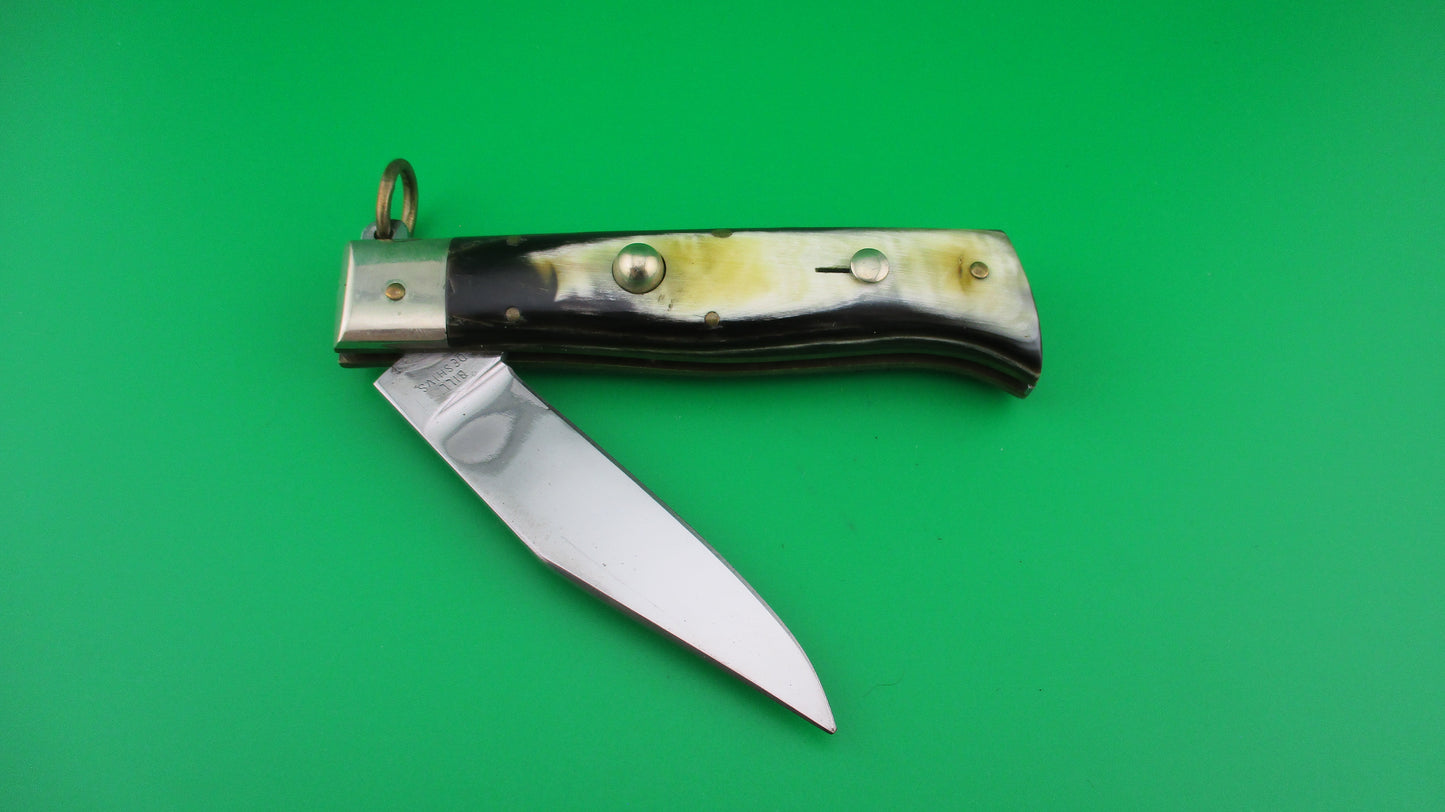 BILL DESHIVS 19cm Custom Italian Inspired Ring pull Camper automatic knife