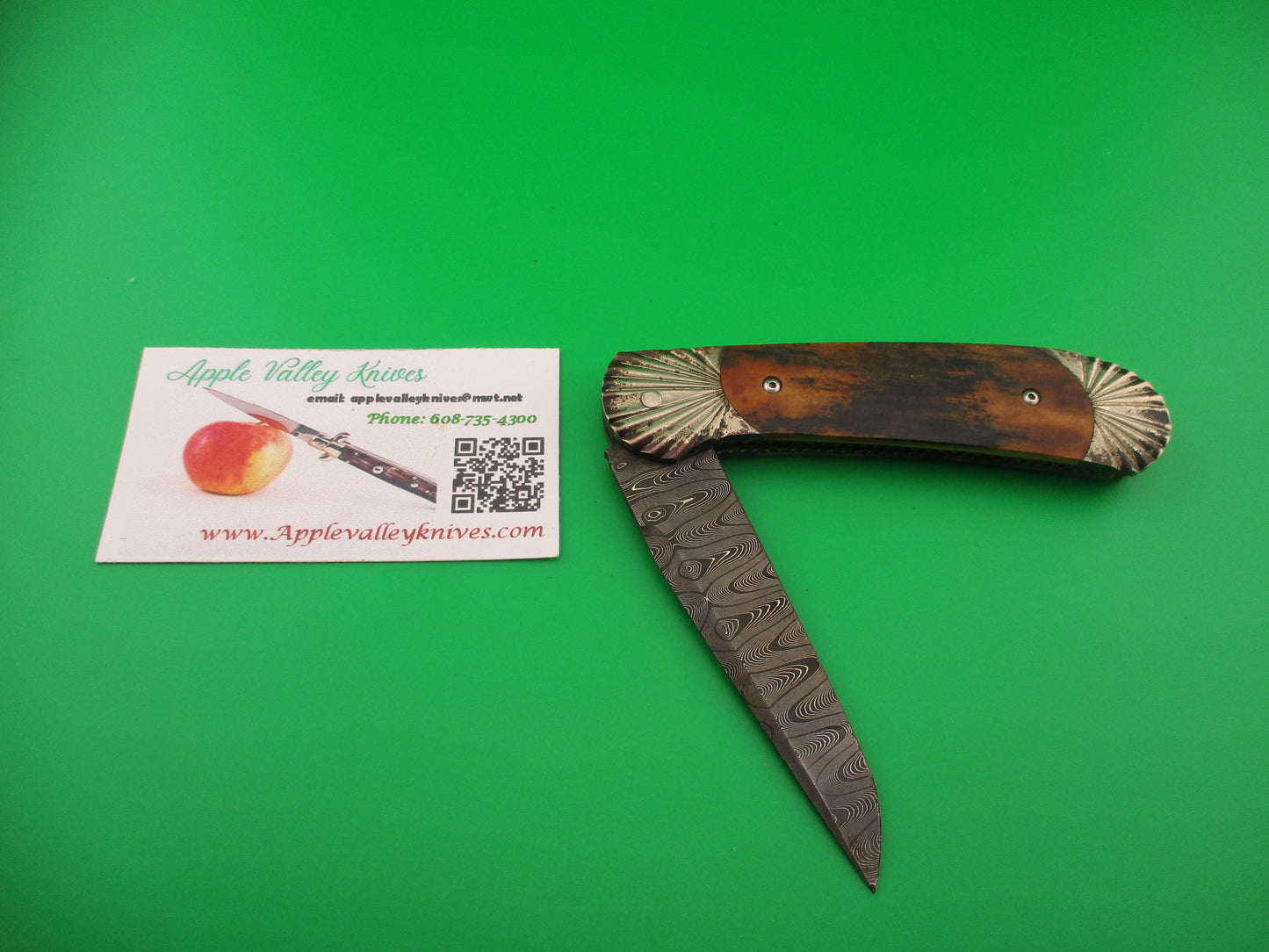 Ken Steigerwalt Beautiful Custom Scale Release Damascus Mammoth Ivory automatic knife