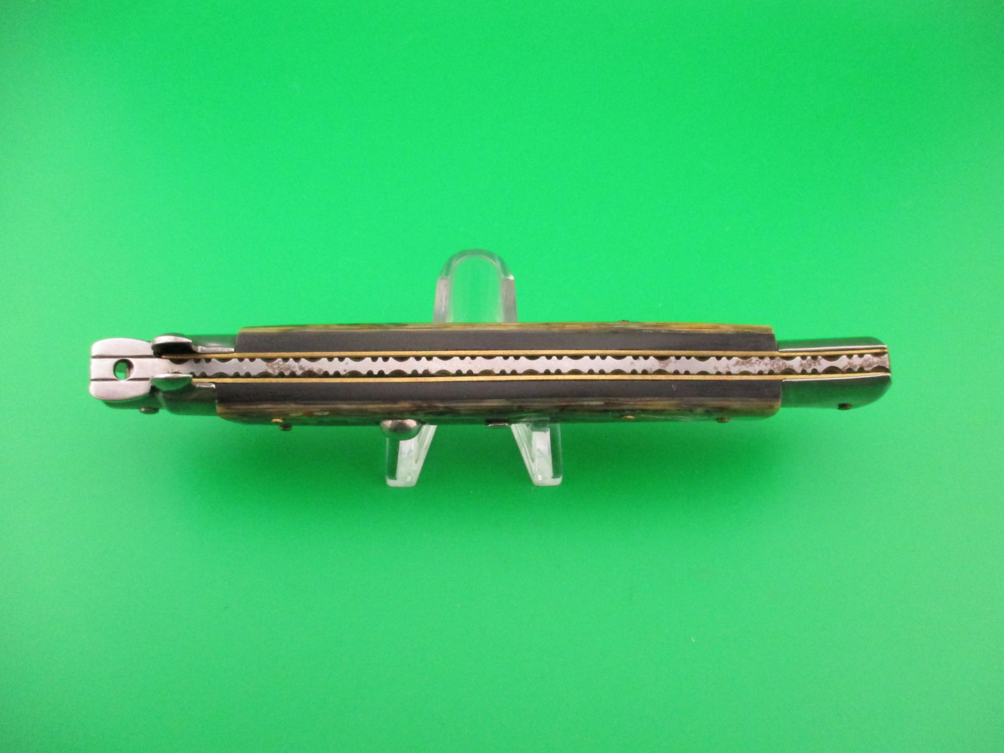 FRANK B 28cm Italian Swivel bolster Bayonet blade ABALONE automatic knife