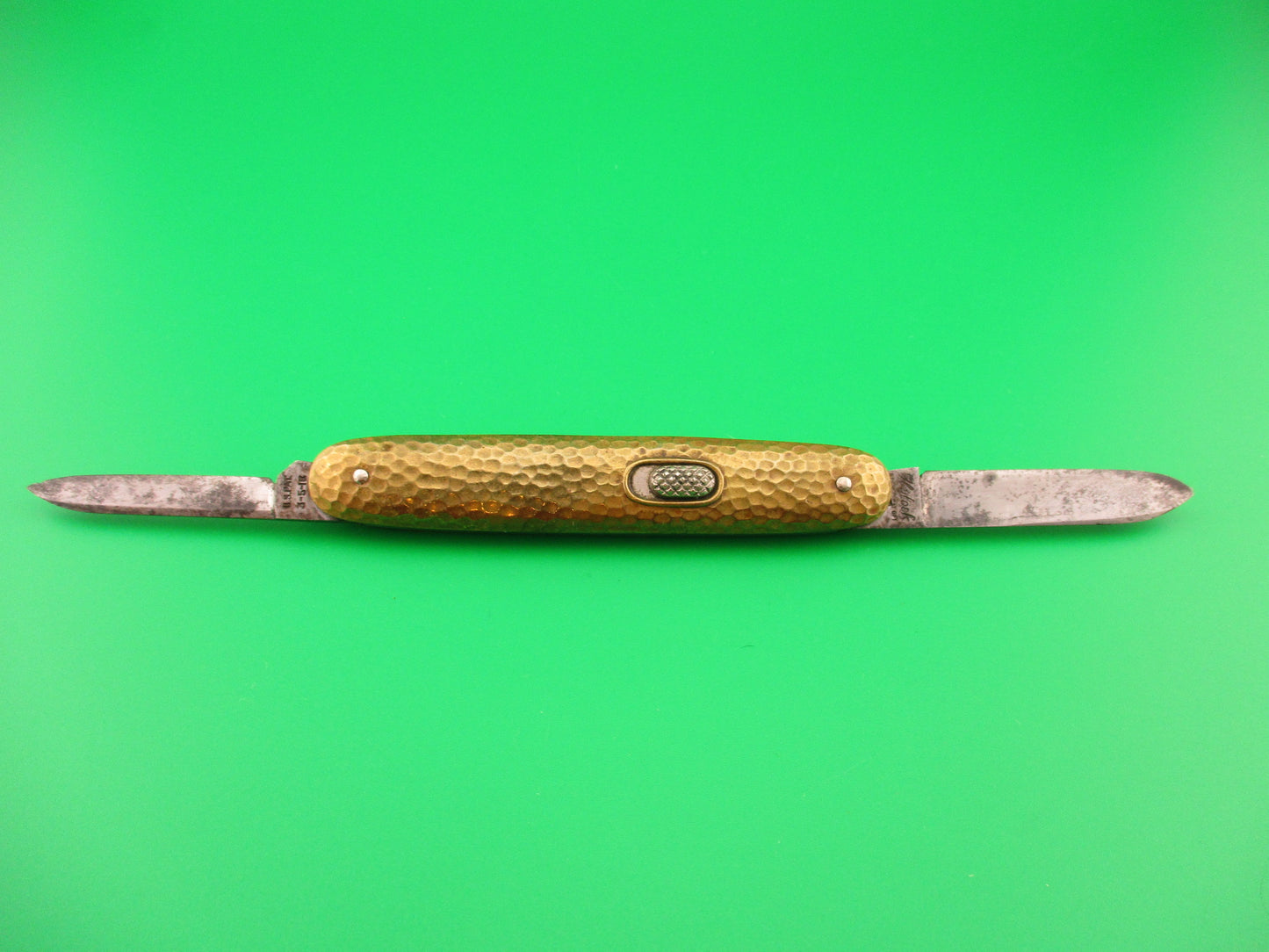 RARE Flylock Double Gold Hammered Antique automatic knife