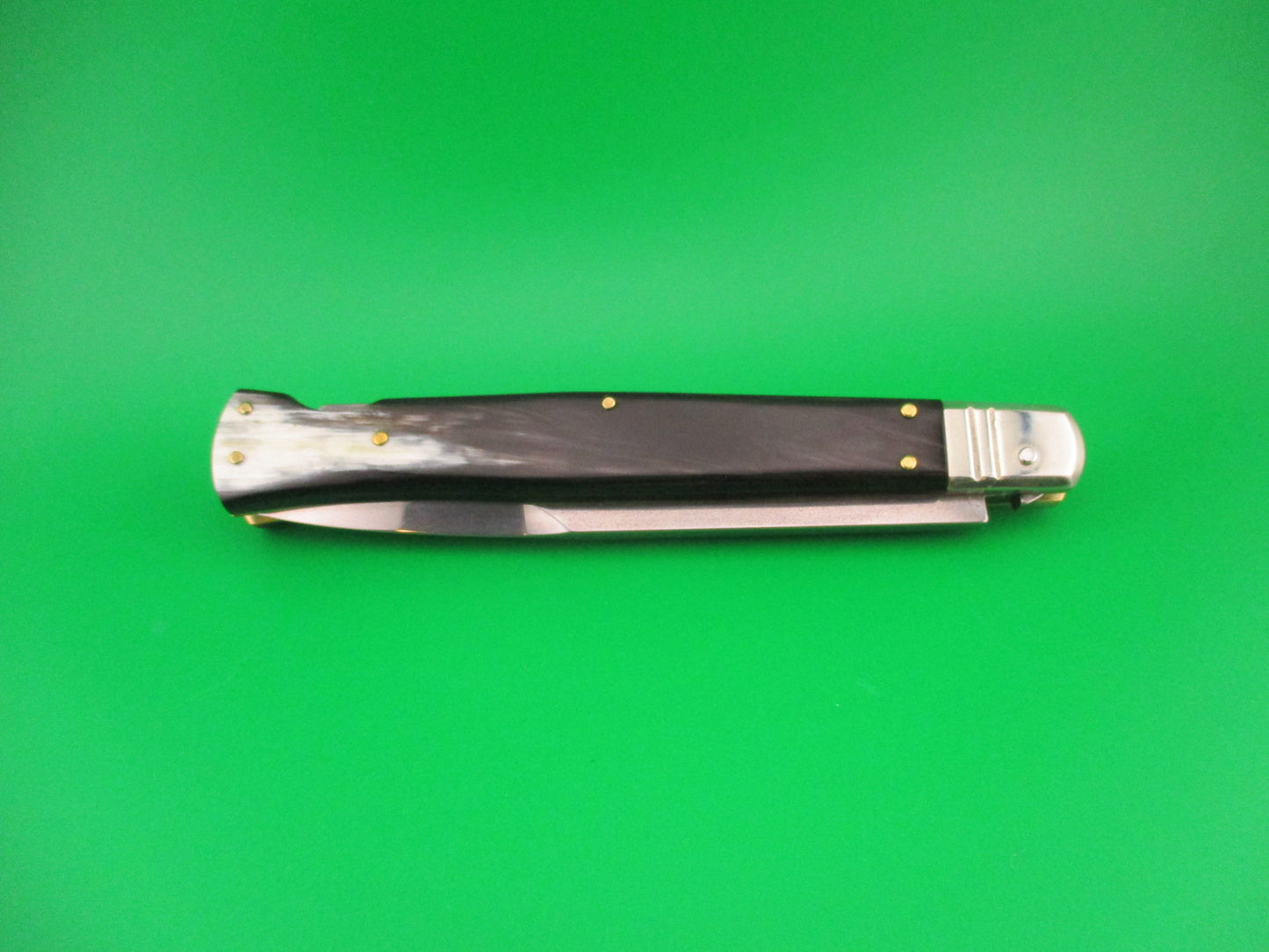 DM Dolphins 28cm Italian SHARK Bayonet lockback Horn handled automatic knife