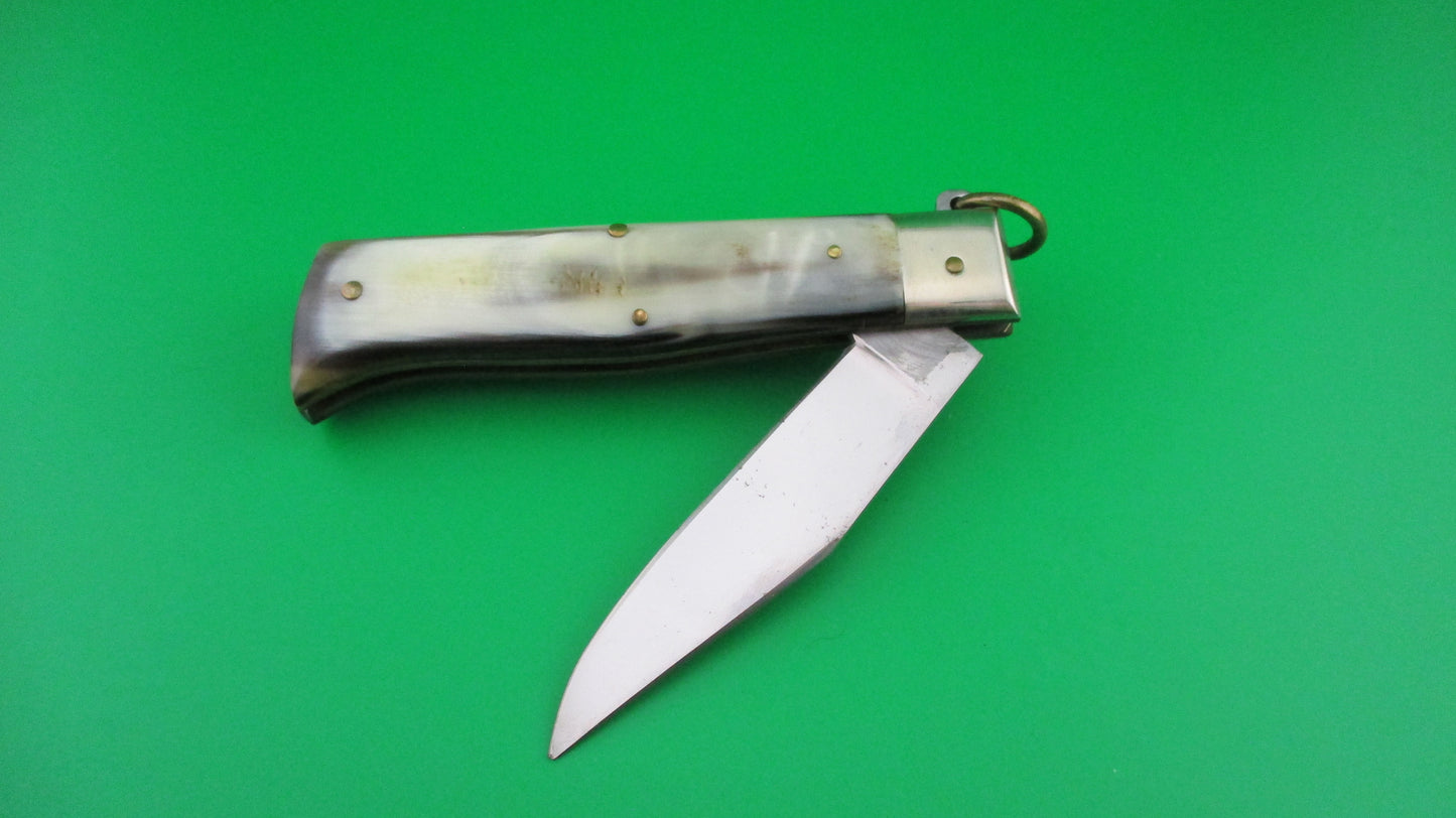 BILL DESHIVS 19cm Custom Italian Inspired Ring pull Camper automatic knife