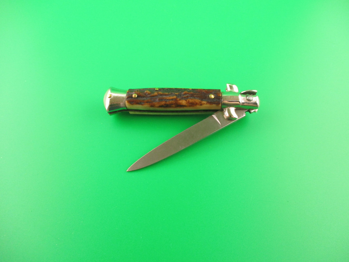 LaVespa INOX 16cm Italian Vintage 1980s Stag swivel bolster automatic knife