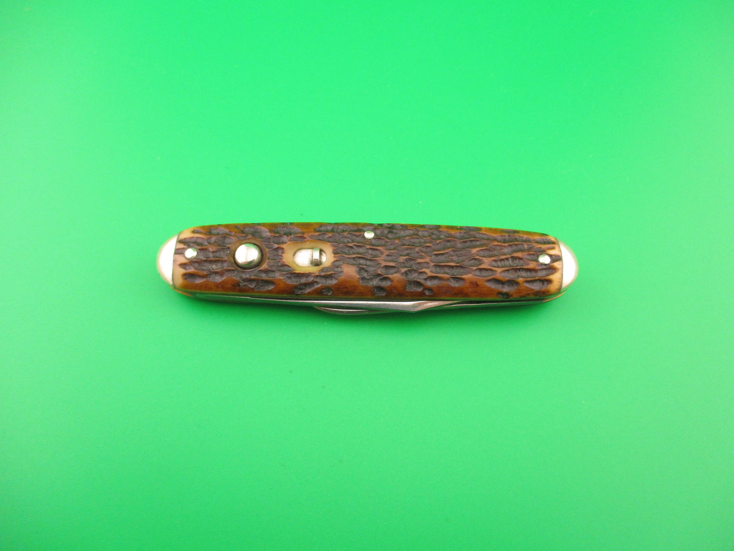 Schrade Cut Co Large Early Double Pick bone Clip/pen Tip bolsters automatic knife 7503 3/4T