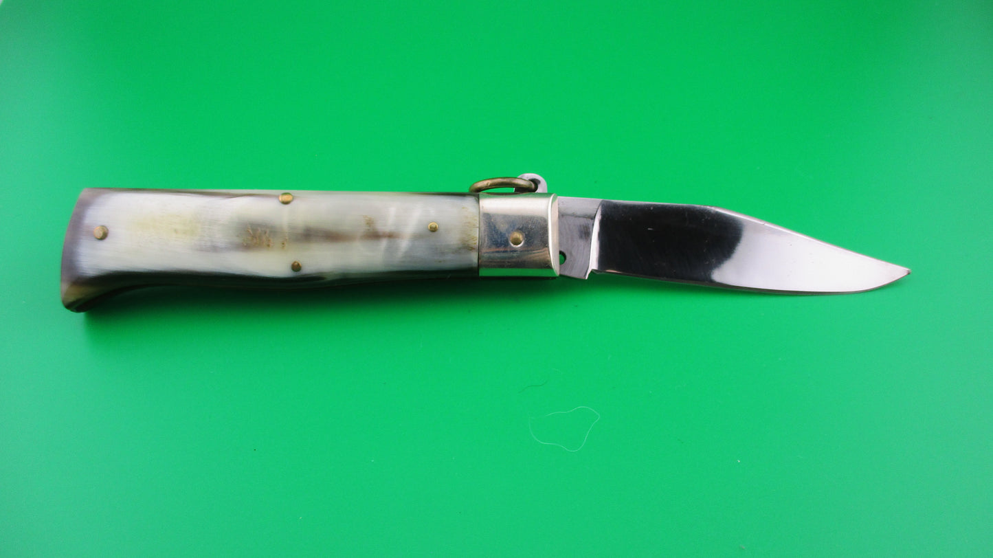 BILL DESHIVS 19cm Custom Italian Inspired Ring pull Camper automatic knife