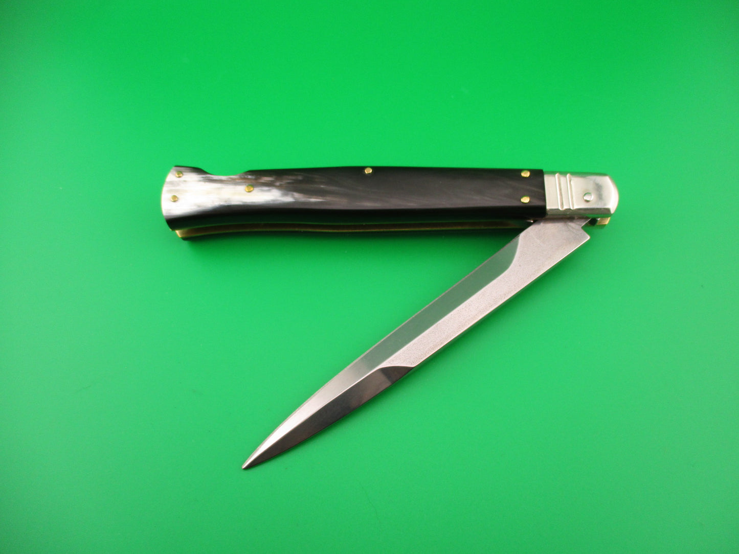 DM Dolphins 28cm Italian SHARK Bayonet lockback Horn handled automatic knife