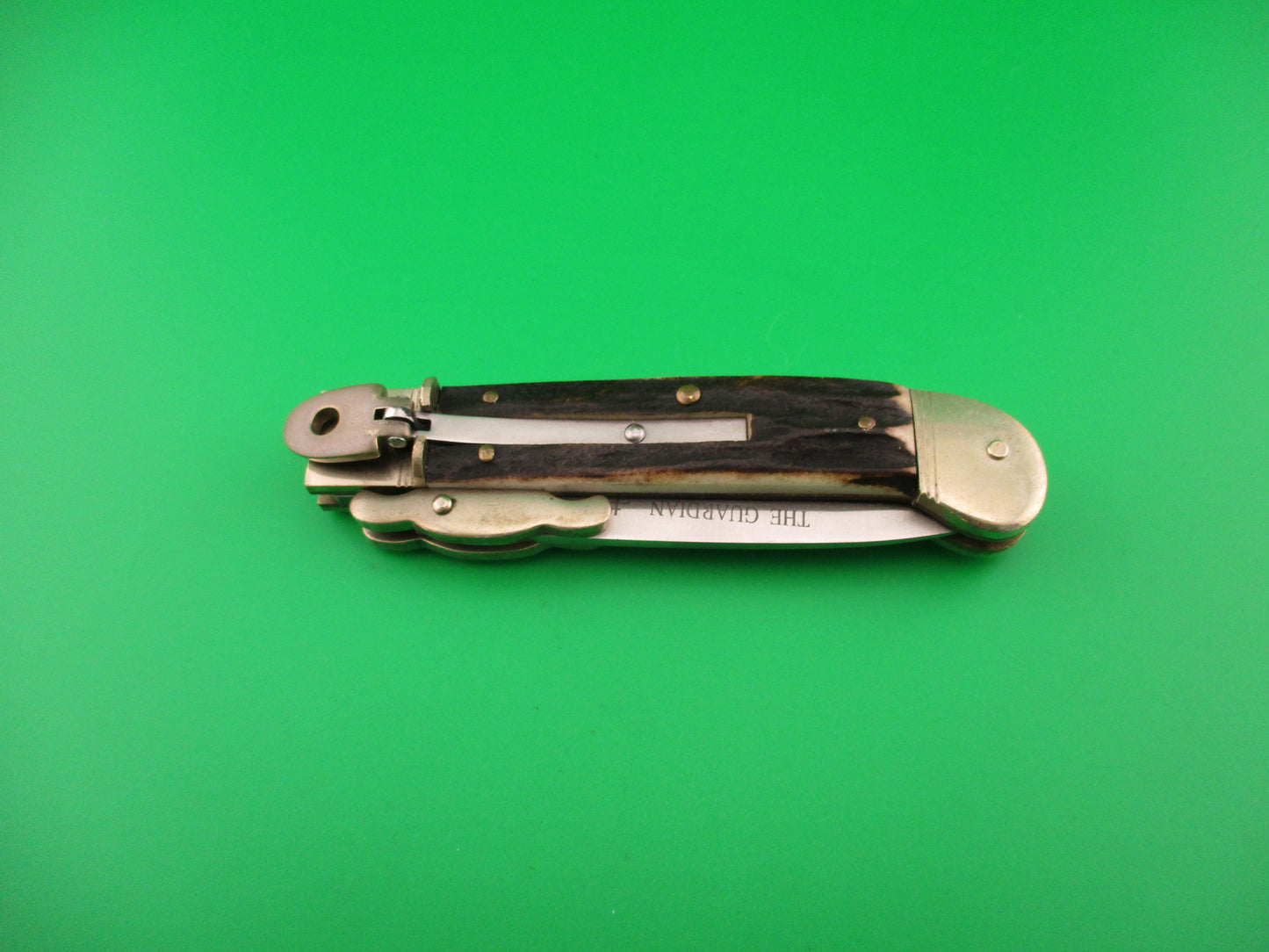 THE GUARDIAN Hubertus Solingen 18cm German Stag swing guard Dagger switchblade