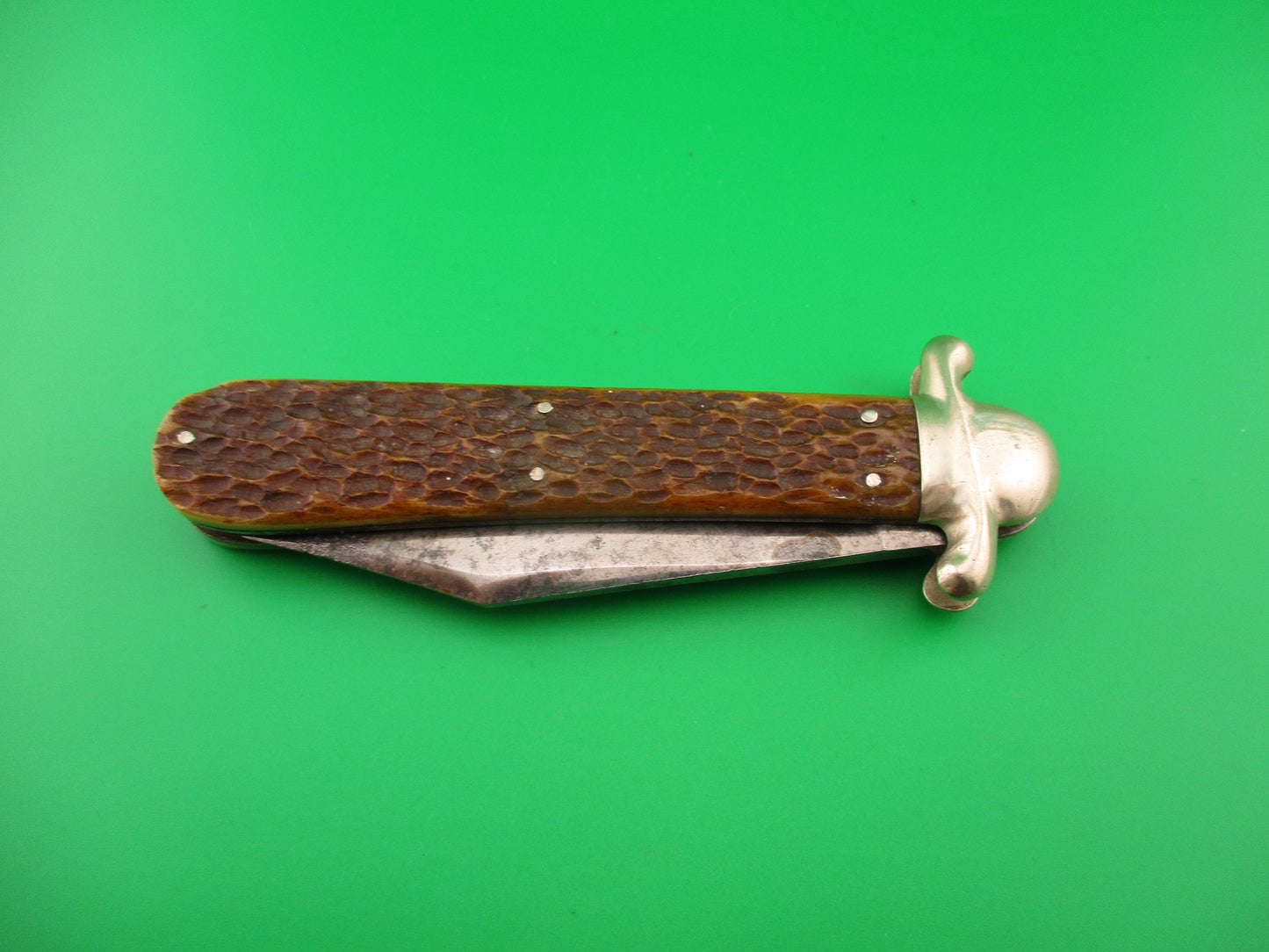 Press Button Knife Co GUARDIAN Antique switchblade knife partial etch