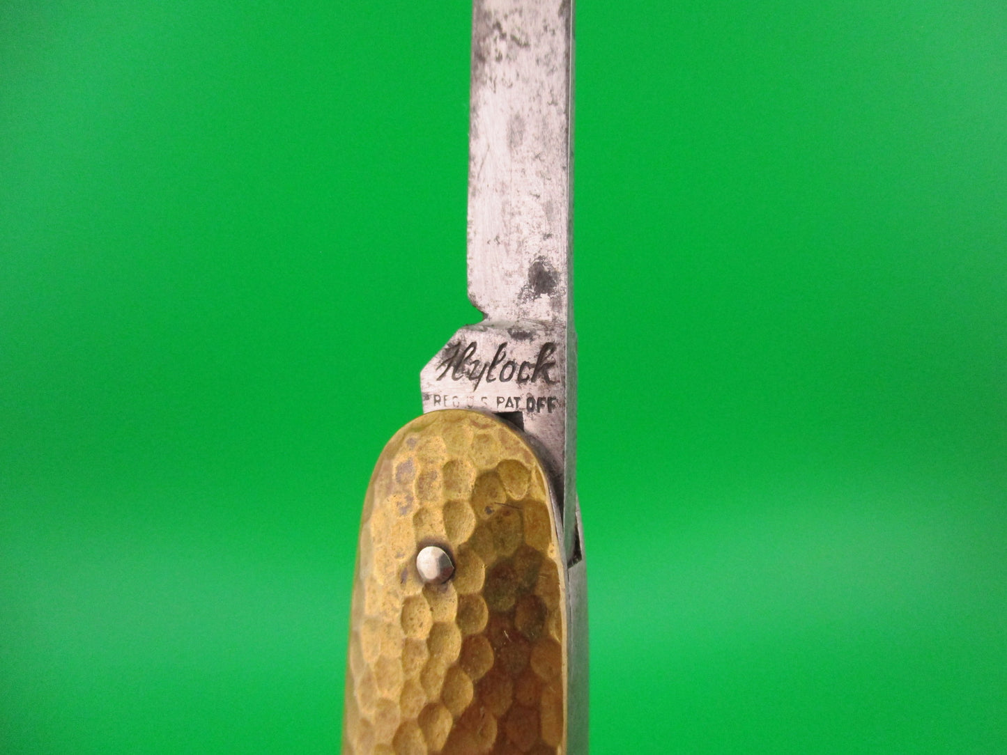 RARE Flylock Double Gold Hammered Antique automatic knife