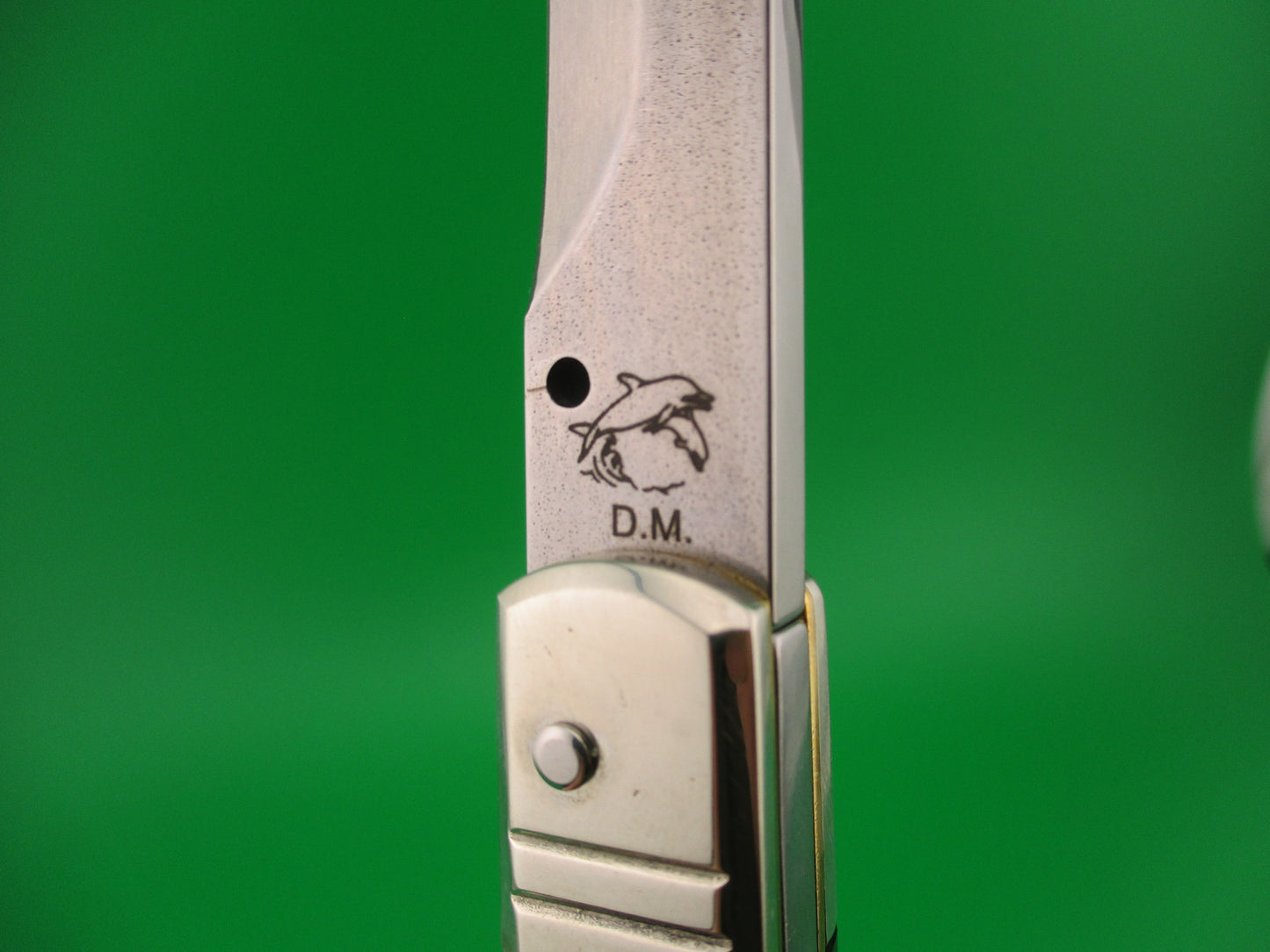 DM Dolphins 28cm Italian SHARK Bayonet lockback Horn handled automatic knife