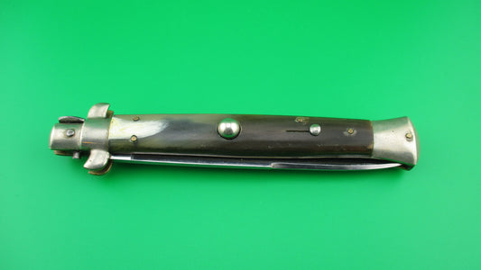 ROSTFREI 28cm Italian Picklock Stiletto Green & Cream horn automatic knife