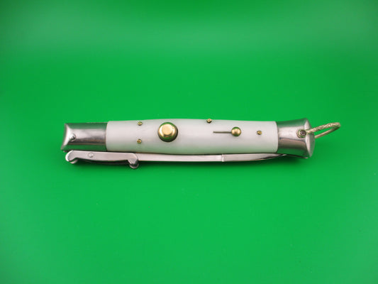 STAINLESS STEEL 22cm Rizzuto style vintage White Swing Guard switchblade knife