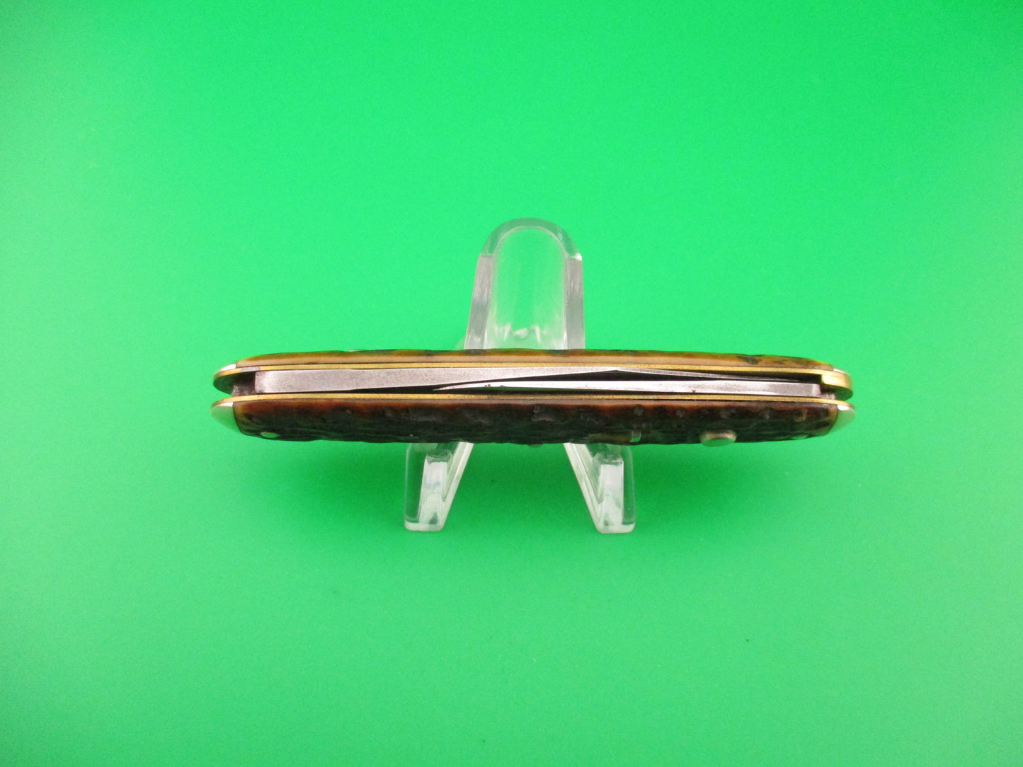 Schrade Cut Co Large Early Double Pick bone Clip/pen Tip bolsters automatic knife 7503 3/4T