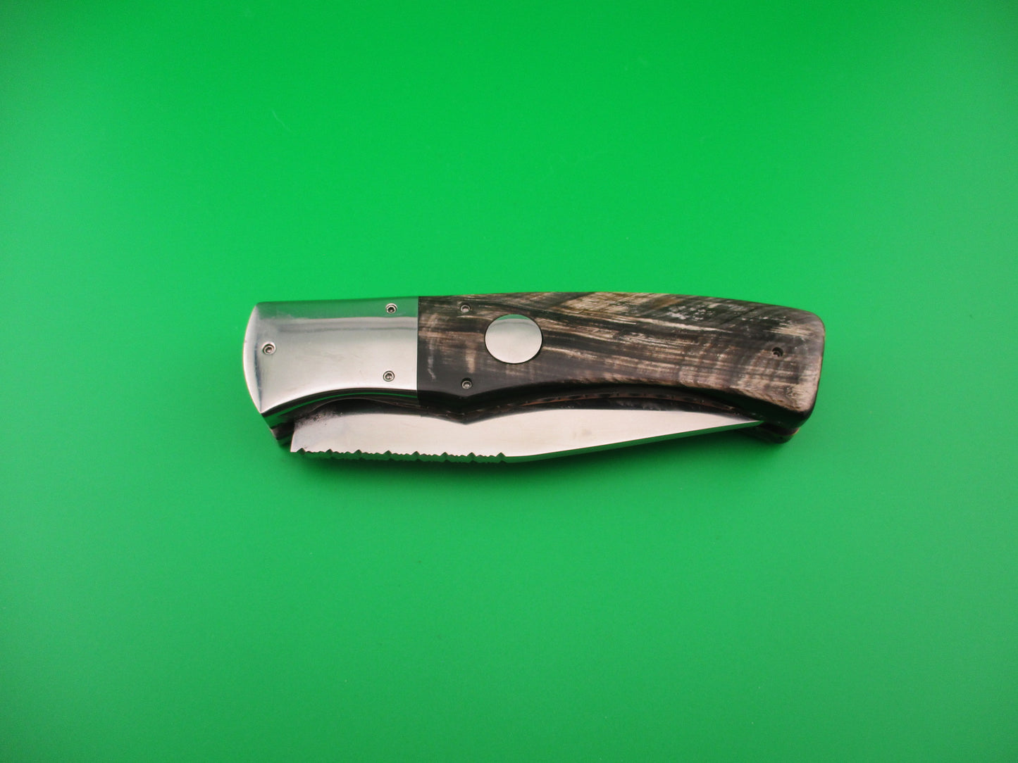 Custom 23cm Round flush button Saber clip blade w filework automatic knife #1 Afaaq