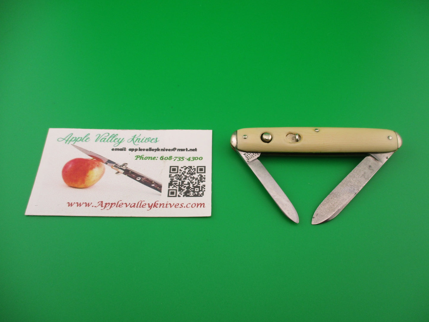 SHAPLEIGH HDW CO DE Etched Medium double Ivory cell Tip bolster switchblade knife