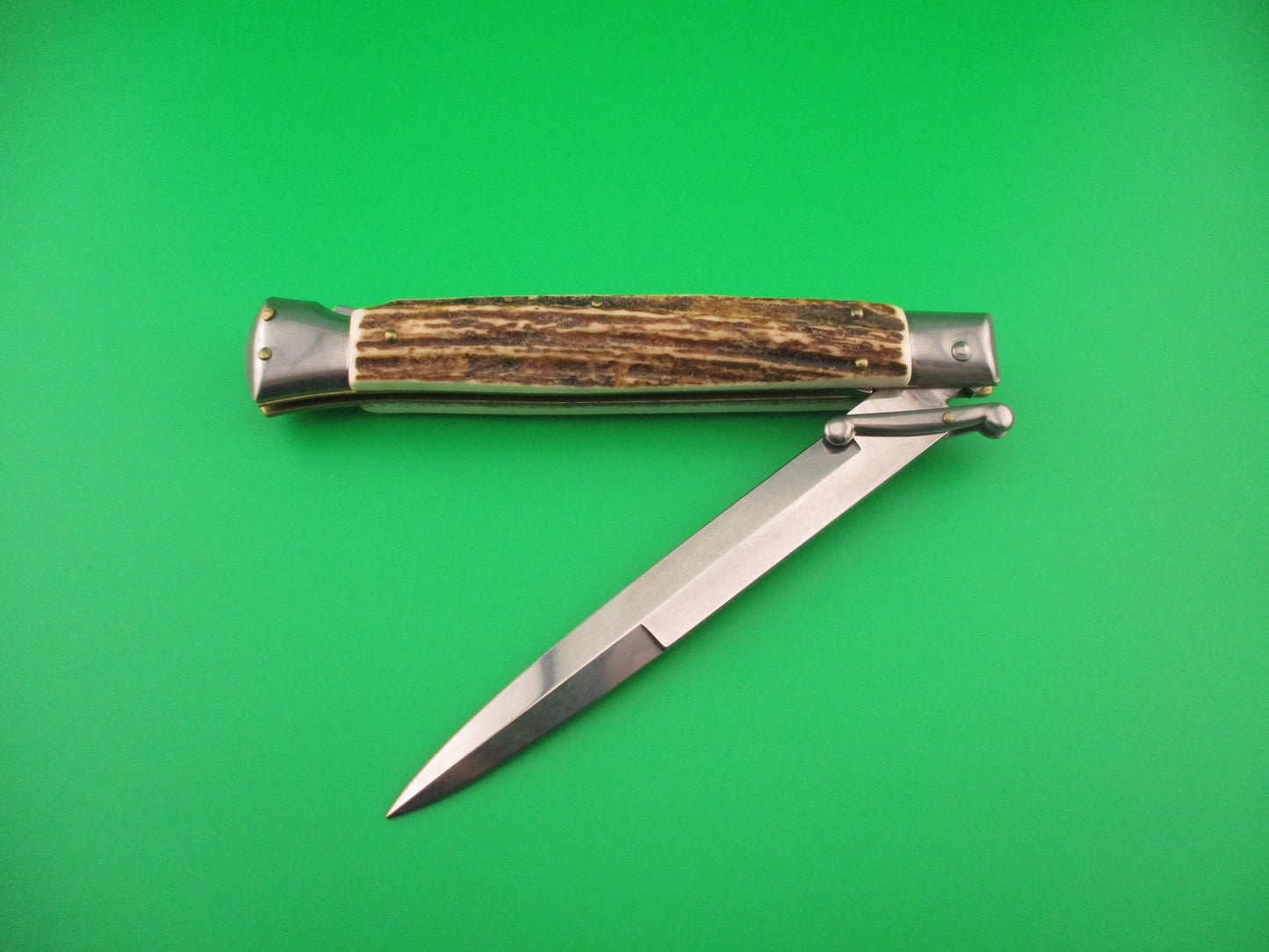 FRANK B ITALY 28cm Italian Swing guard Stag automatic knife
