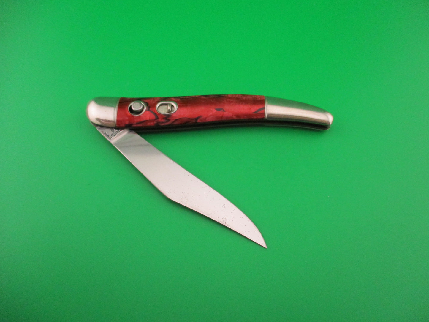 Hammer Brand Imperial Toothpick Red w Black streaks 1950s vintage switchblade knife