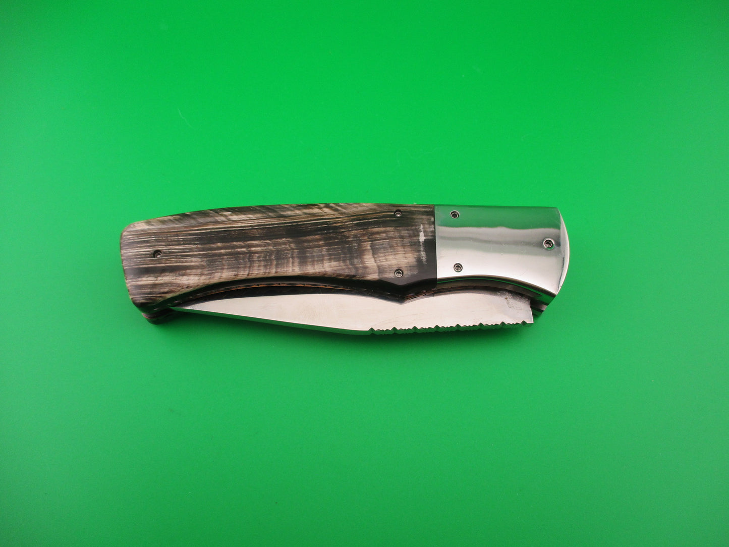 Custom 23cm Round flush button Saber clip blade w filework automatic knife #1 Afaaq