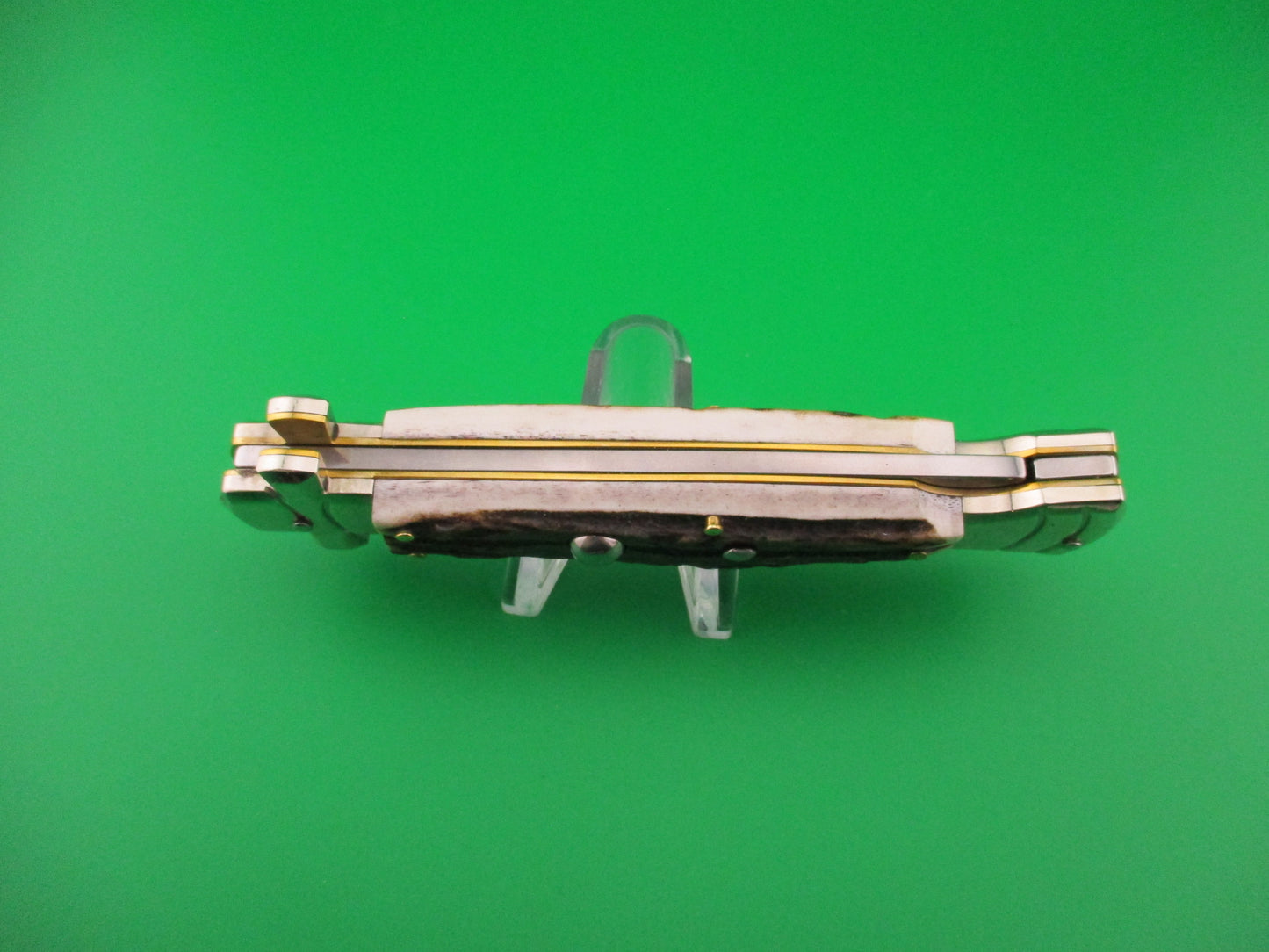 AGA CAMPOLIN 23cm Italian Maltese Stag crossguard automatic knife w box