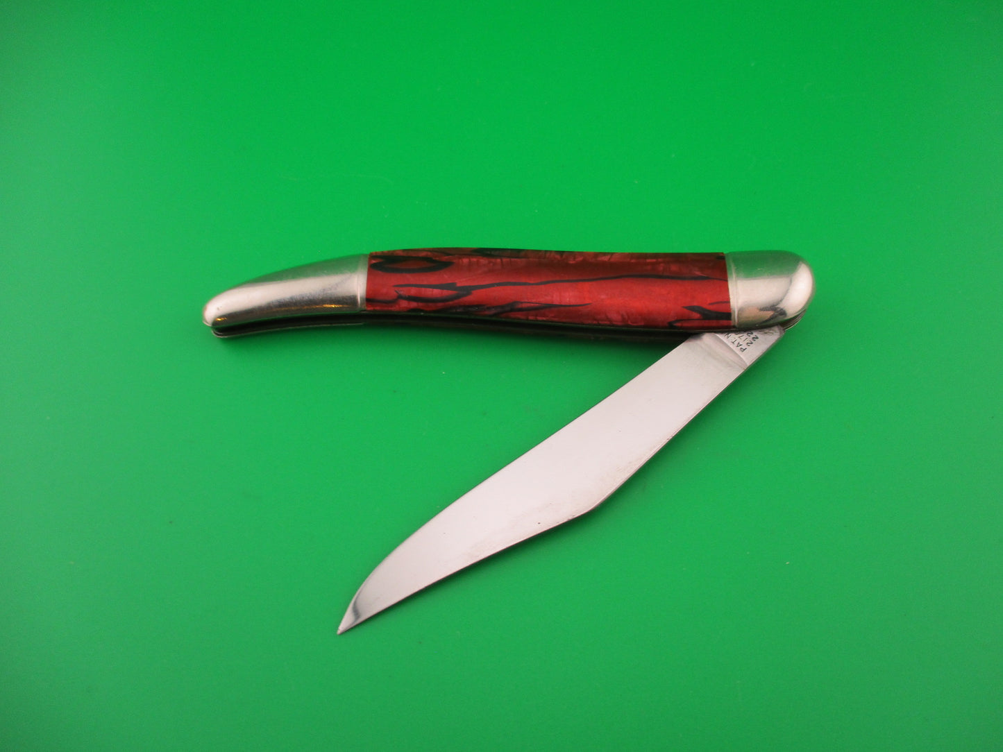 Hammer Brand Imperial Toothpick Red w Black streaks 1950s vintage switchblade knife