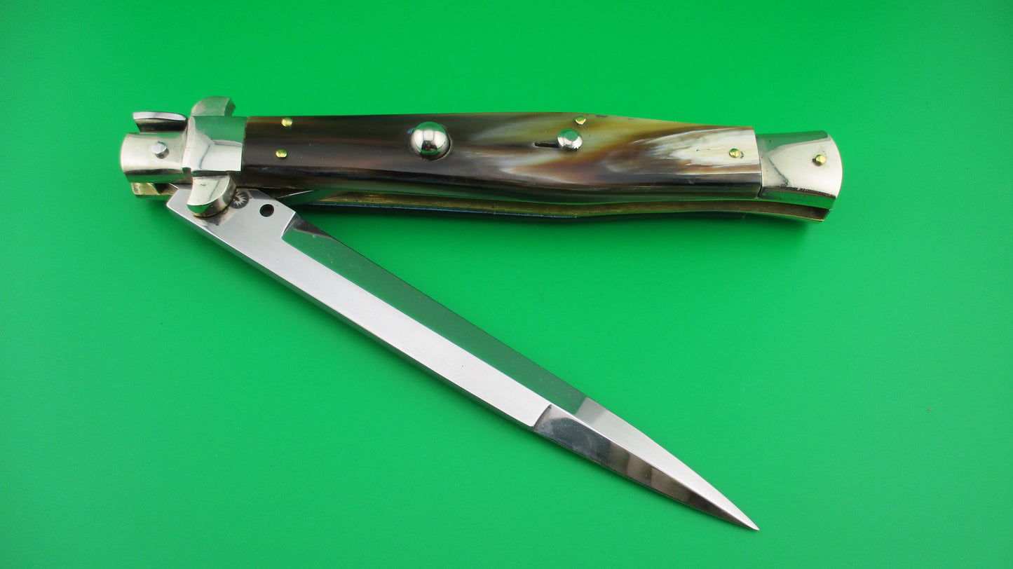 RENZO PASCOTTO Maniago Italy 35cm Italian Flatguard Picklock Wasp Brazilian horn switchblade knife