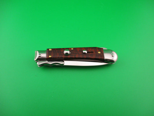 AKC World 19cm Italian Medici Snake wood Swing guard automatic knife NIB