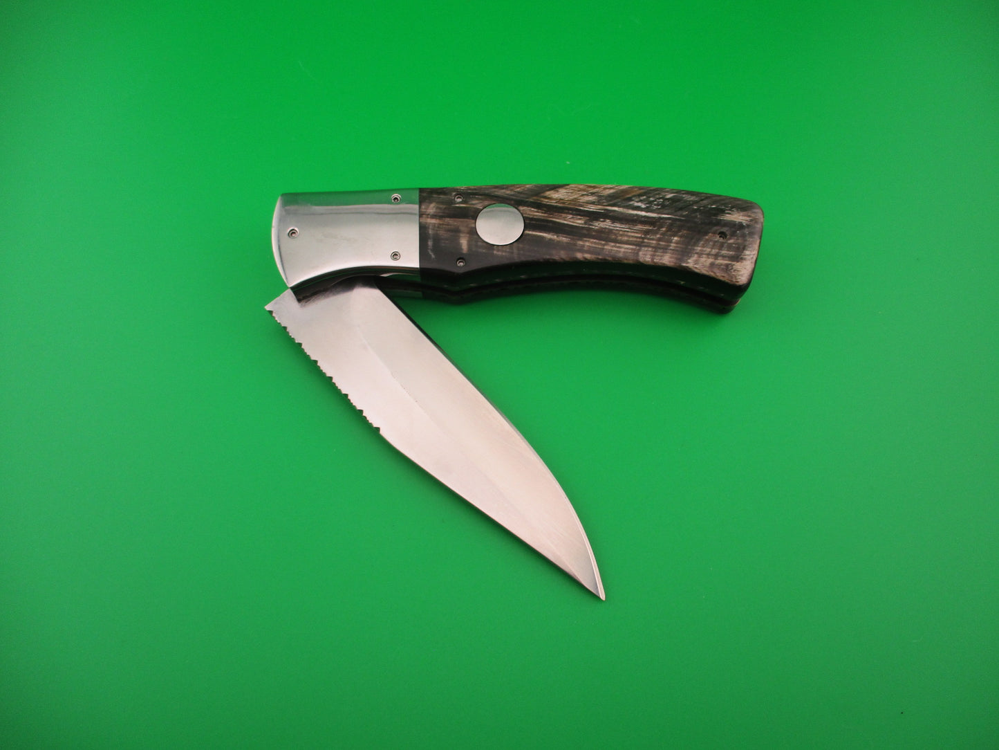 Custom 23cm Round flush button Saber clip blade w filework automatic knife #1 Afaaq