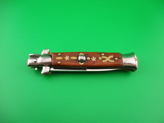 MADE ITALY 19cm Italian stiletto Brass decorated automatic knife